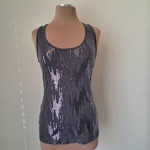 Body Central Women Racerback Tank Top Sequins Grey Color